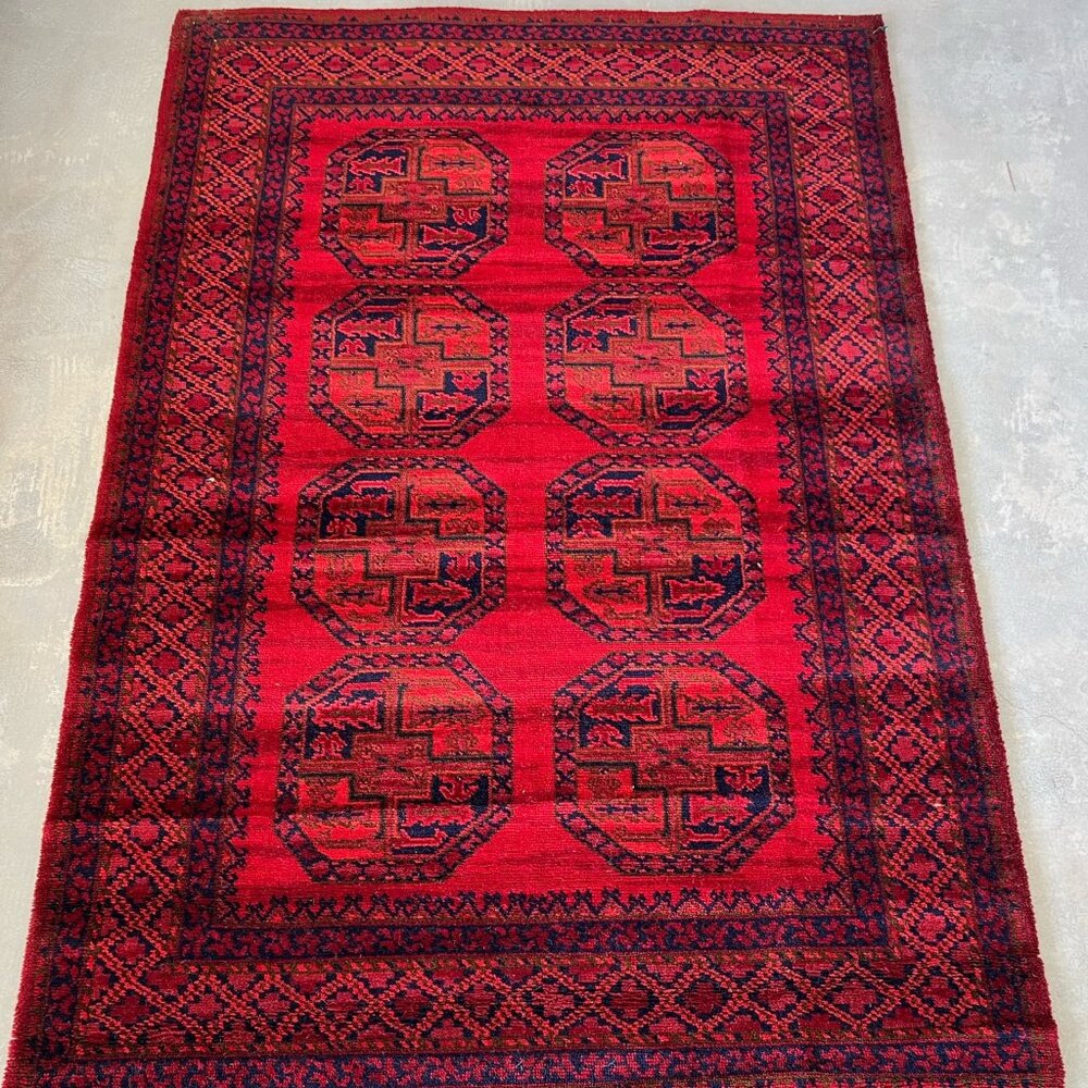 60's TEPPICH SIEGEL 8 Octagons Loop Pile UNUSED Mid Century Modern Afghan Rug